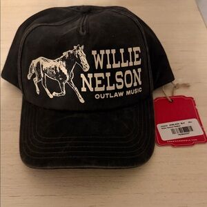 Black Willie Nelson Outlaw Music Cap